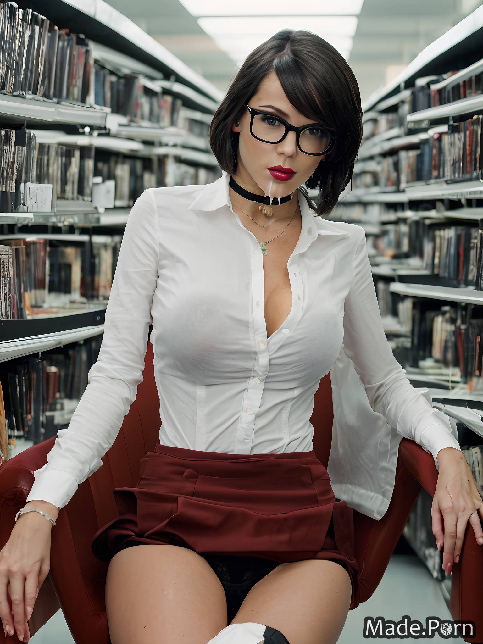 Porn image of natural tits public library fairer skin panty pull italian  micro skirt perfect boobs created by AI