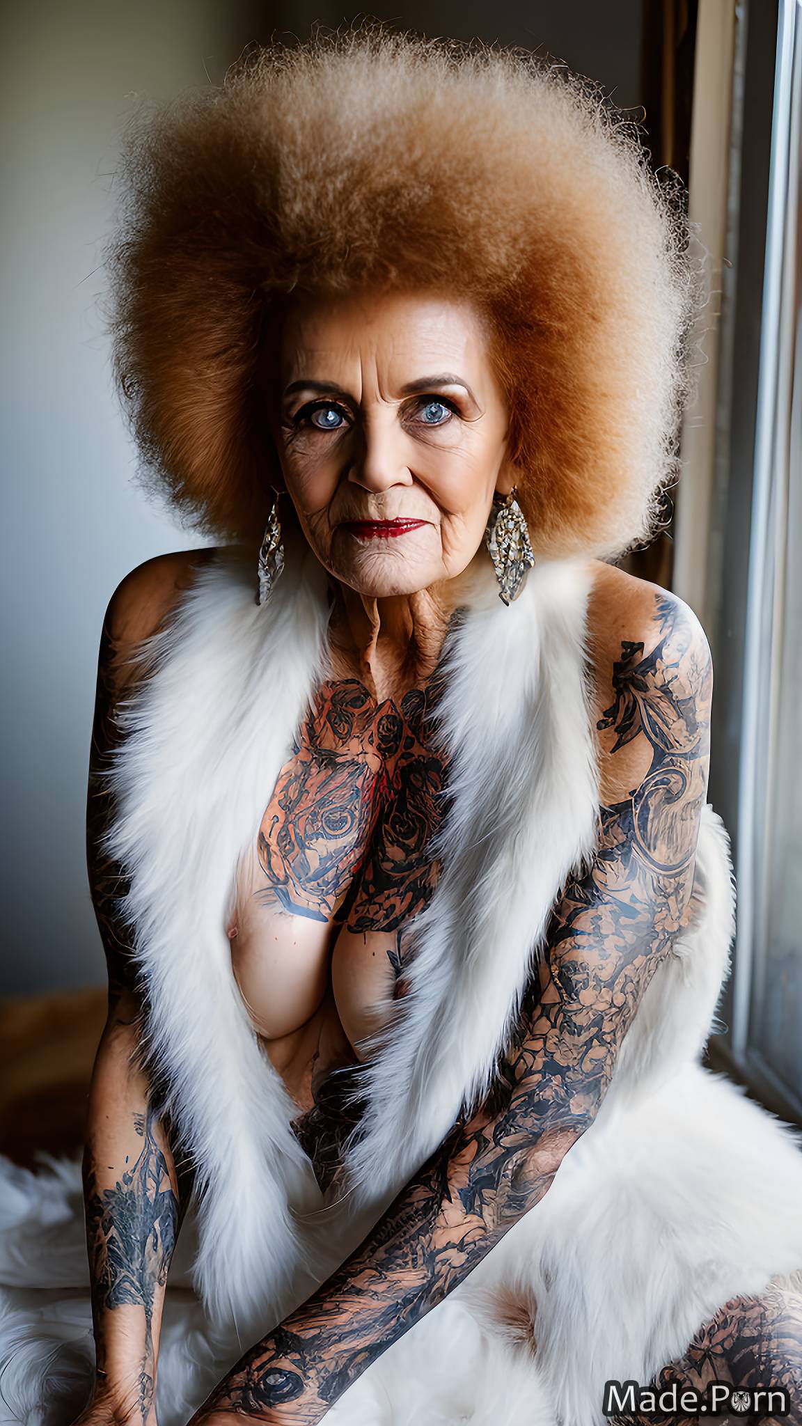 Porn image of 90 wild afro made indoors fur portrait woman created