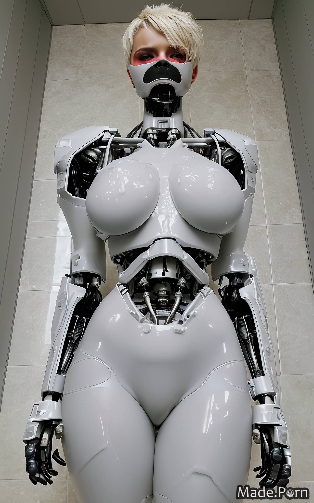 Porn image of glass bimbo black fantasy armor cumshot gigantic boobs woman  created by AI