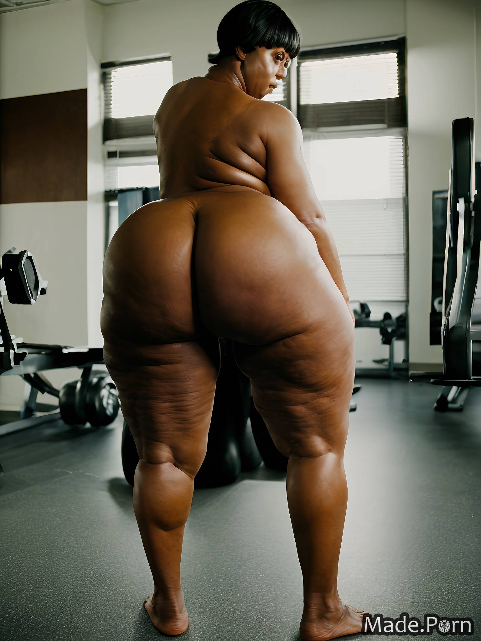 Fat Black Gym - Porn image of gym kenyan teacher chubby black hair fat thick thighs created  by AI