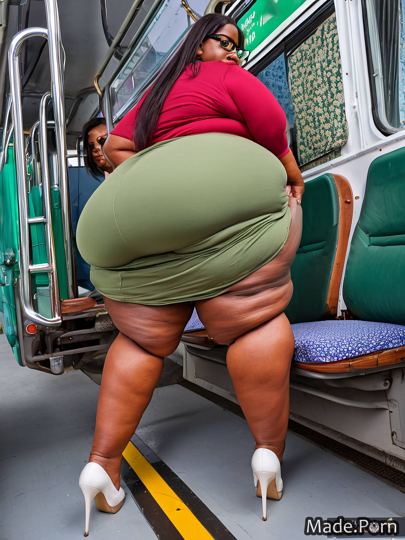 Porn image of 40 glasses bus ssbbw big hips indian panties created by AI