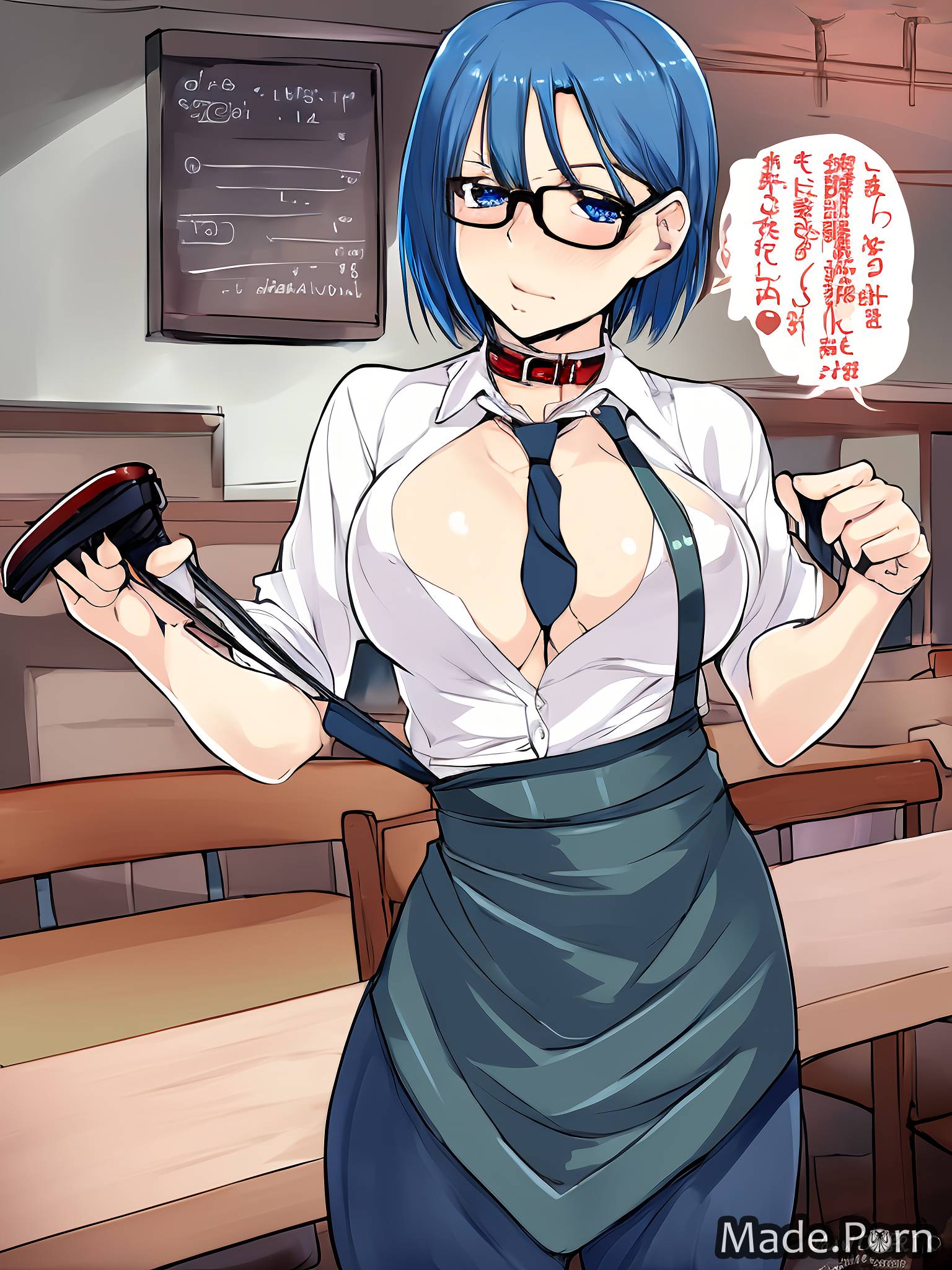 Anime Glasses Porn - Porn image of anime tie apron blue hair glasses babe asian created by AI