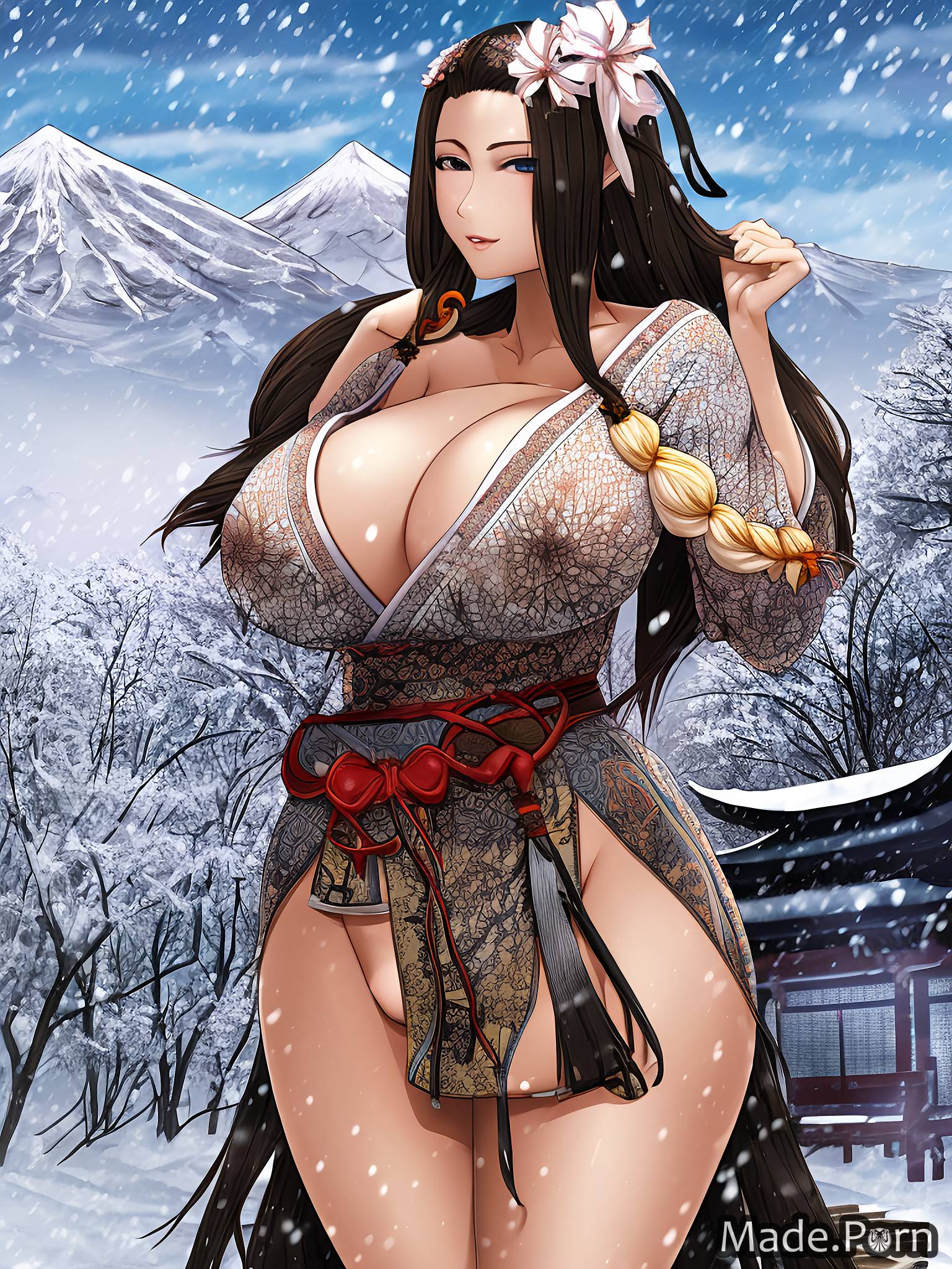 Porn image of nude close up big hips evening anime viking woman created by  AI