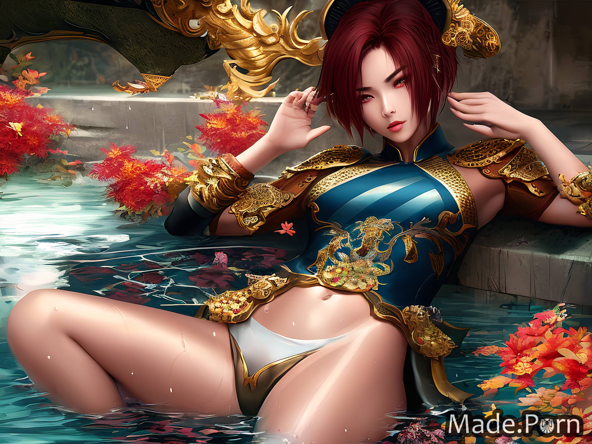 Forbidden Art Porn - Porn image of fantasy armor wet oiled body perfect body digital art  Forbidden City, China pool created by AI