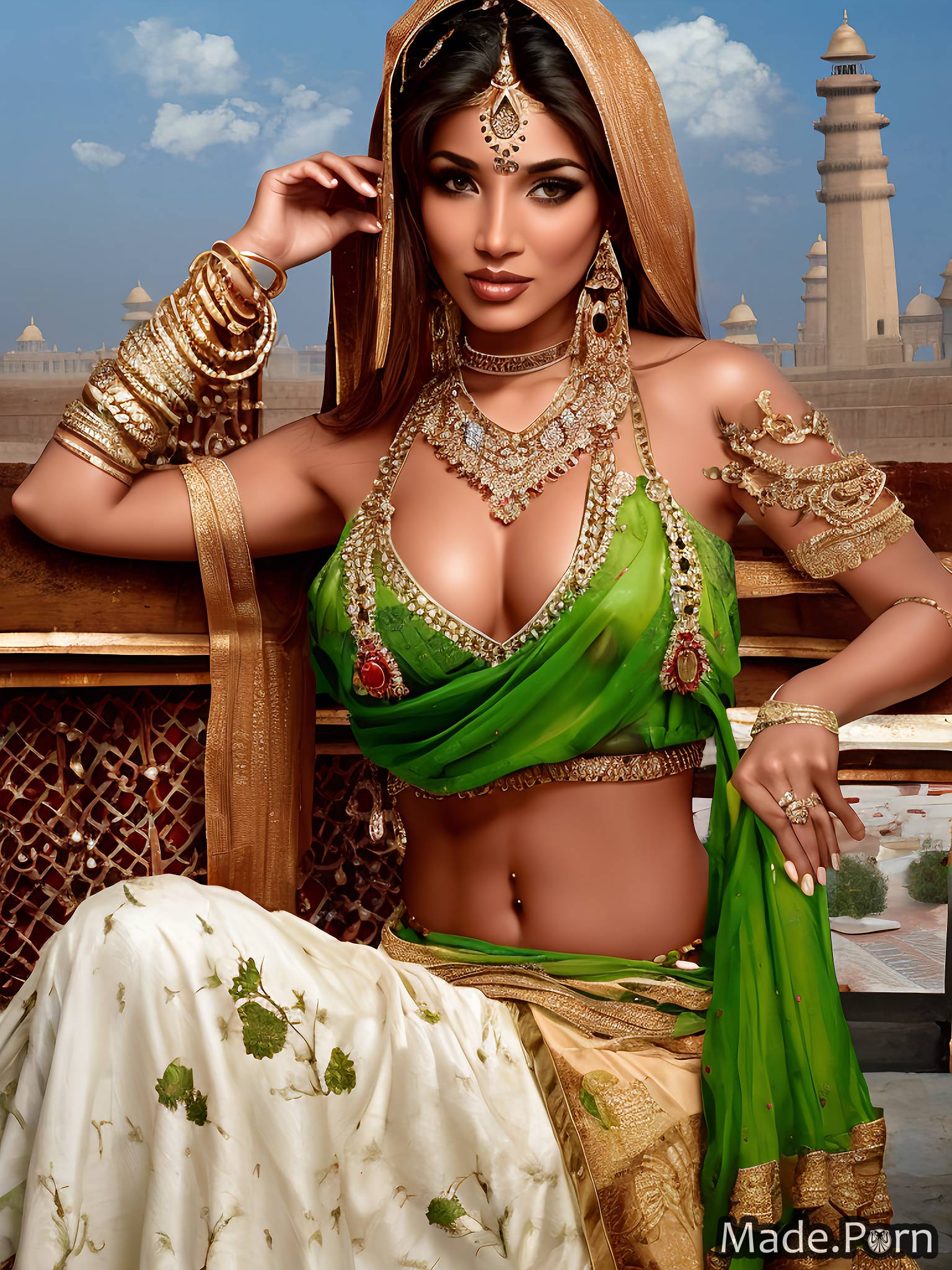 Actress India Nude Art Photo Shoot - Porn image of realistic art indian partially nude perfect boobs wife  mid-length hair after sex hair created by AI