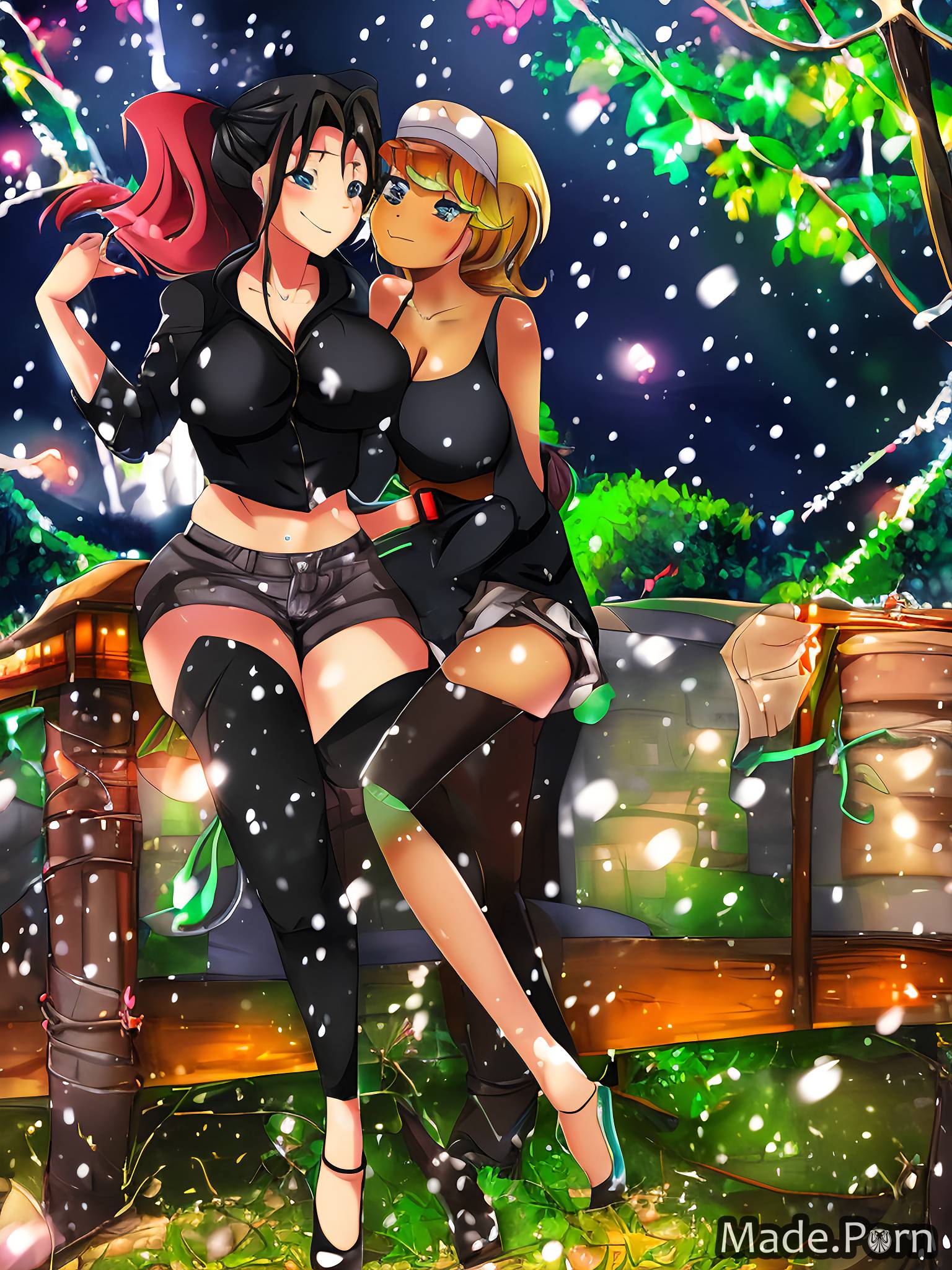 Anime Group Tits - Porn image of big tits lesbian snowfall happy anime club black created by AI
