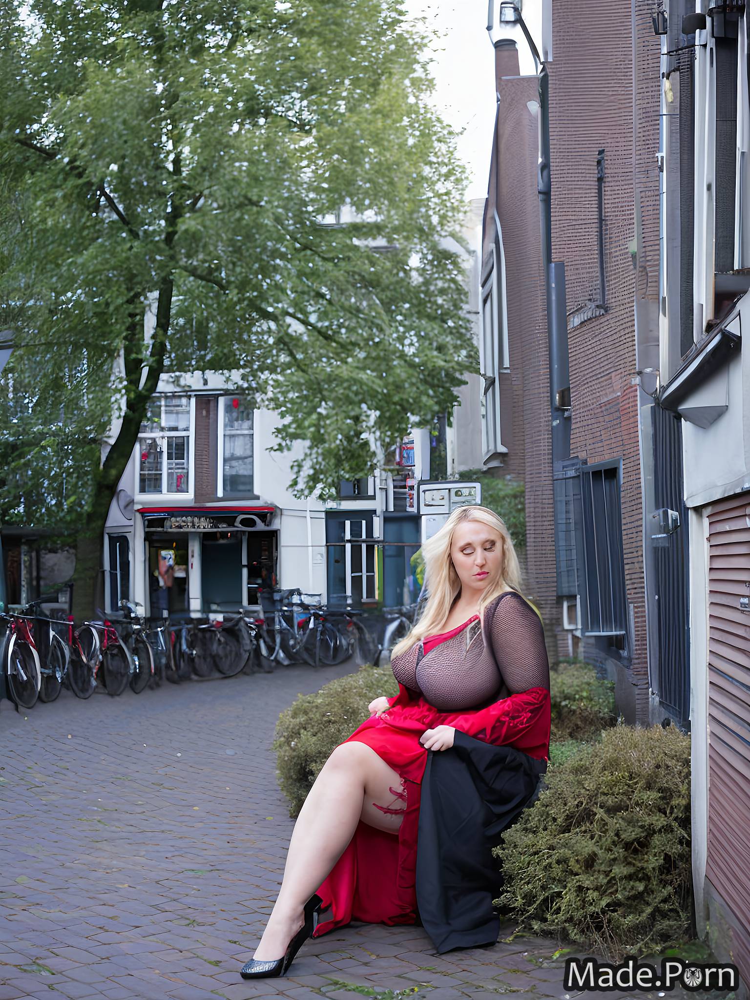 Amsterdam House Porn - Porn image of Red Light District, Amsterdam perfect body 40 slutty looking  at viewer blonde wife created by AI