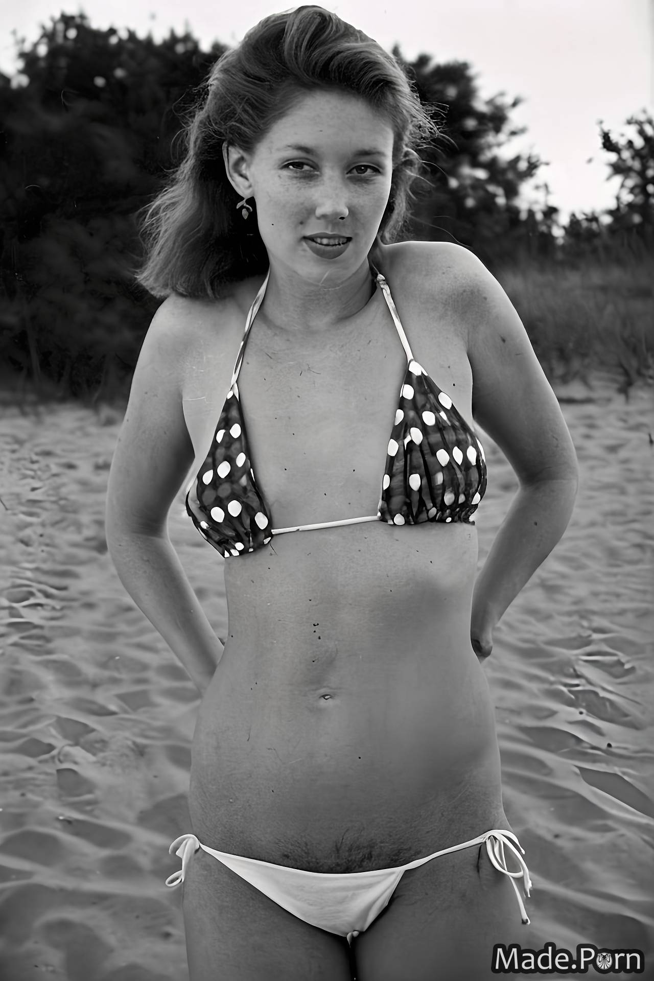 Porn image of 20 90s bikini 80s beach woman 70s created by AI