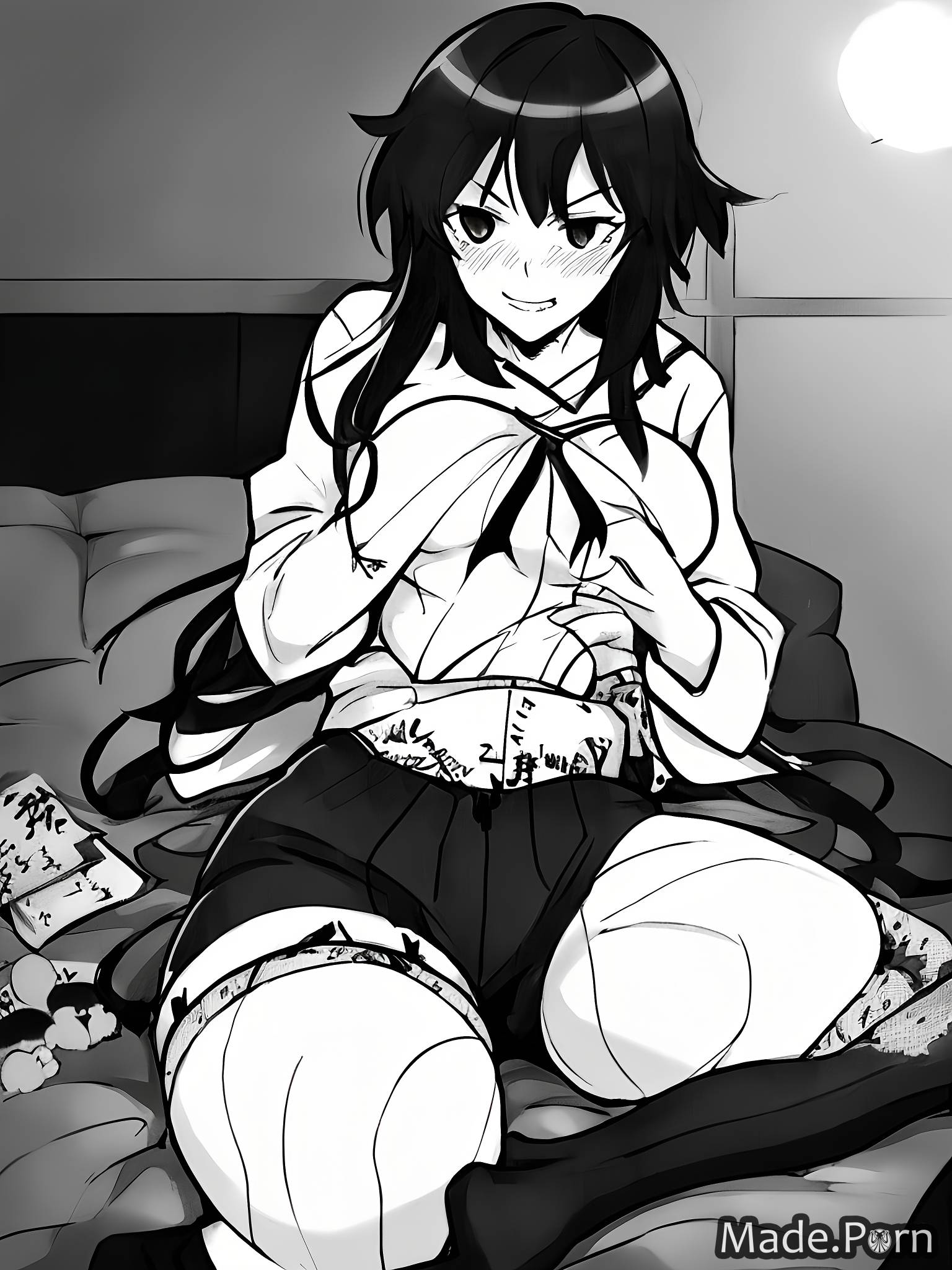 Anime Girl Socks Porn - Porn image of halloween happy anime bedroom messy hair japanese high socks  created by AI