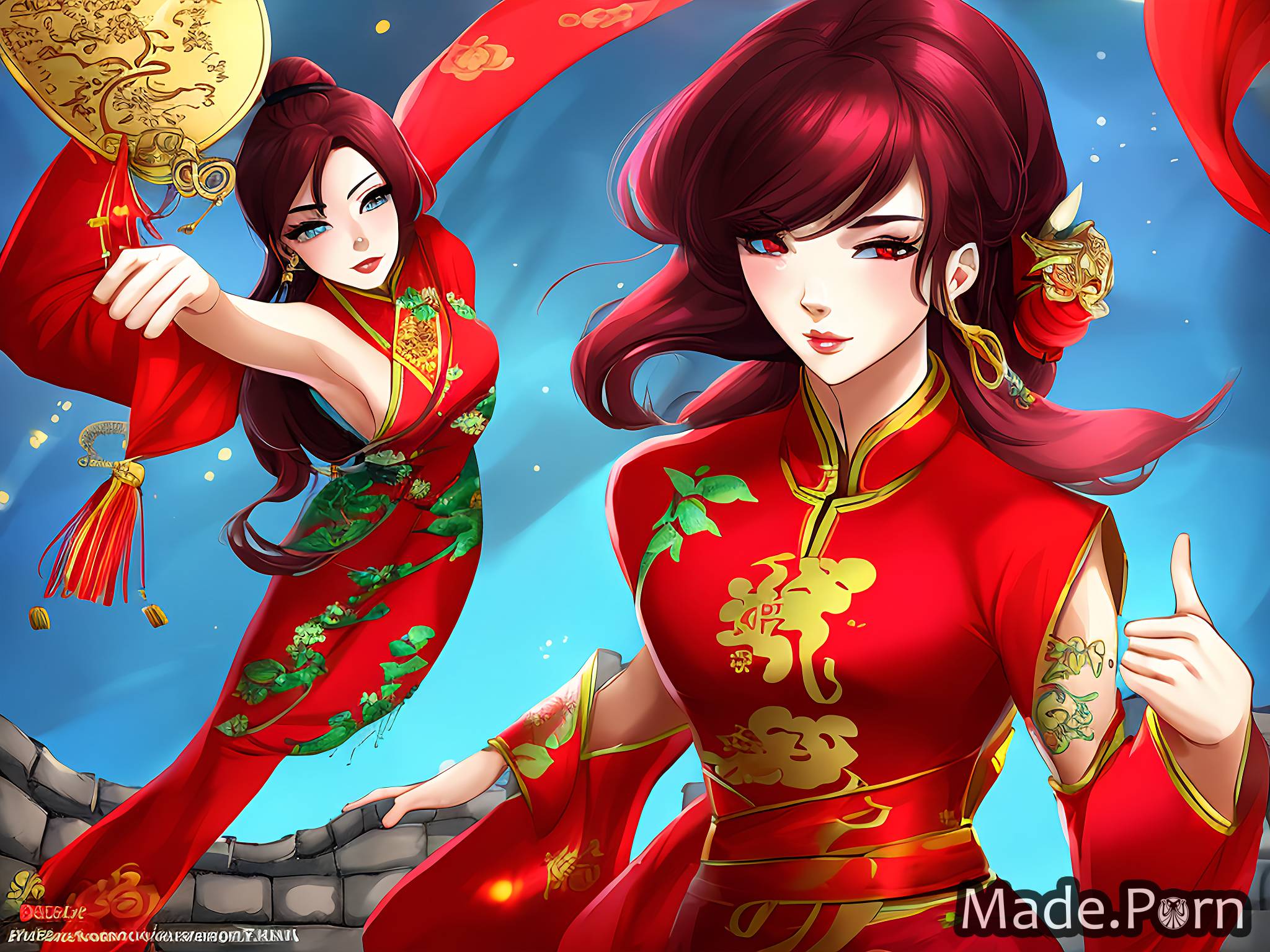 Porn image of cheongsam chinese anime perfect body full shot Great Wall of  China 20 created by AI