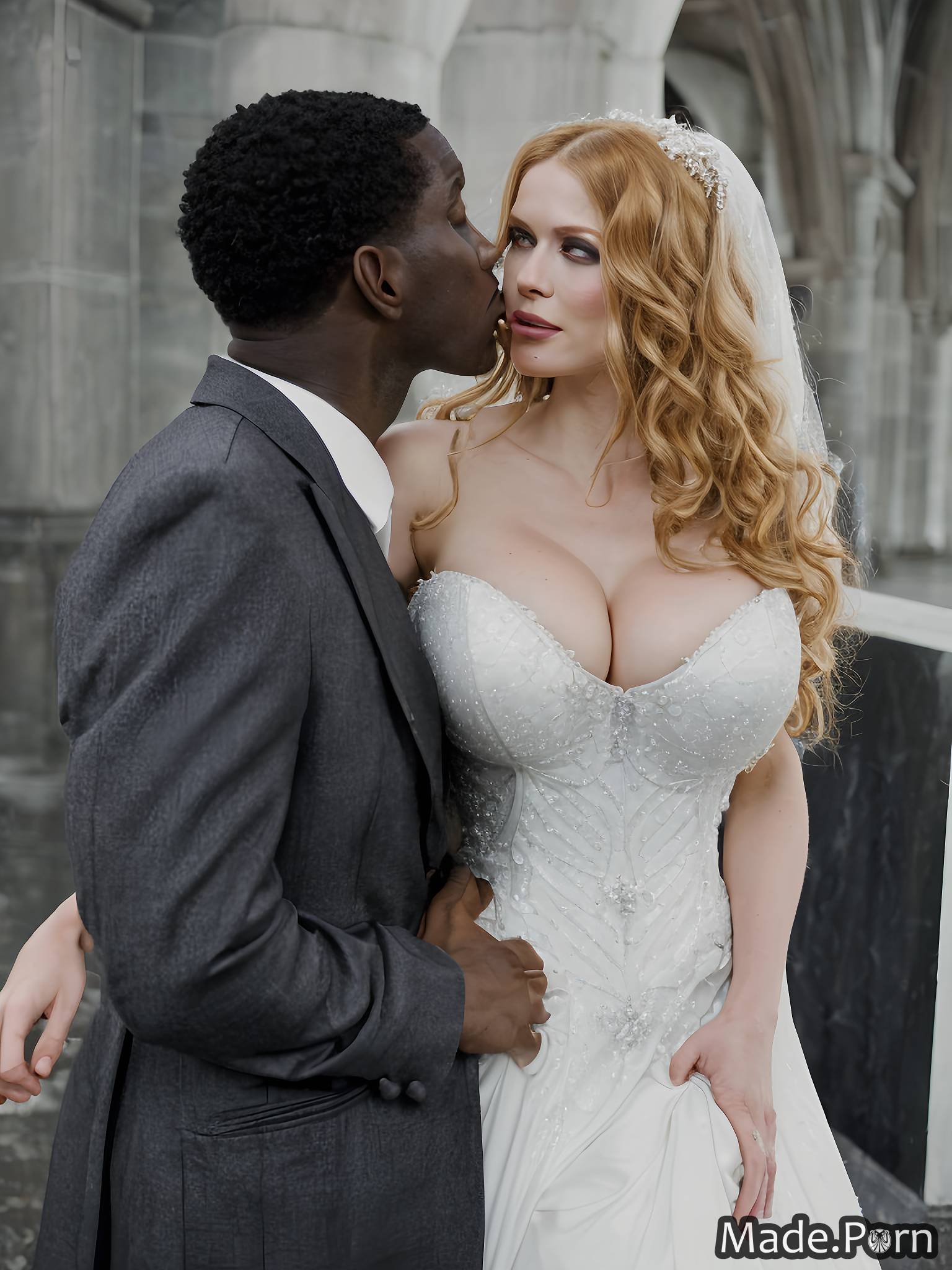 Porn Kiss Wedding - Porn image of white perfect boobs russian air kiss church dress perfect  body created by AI