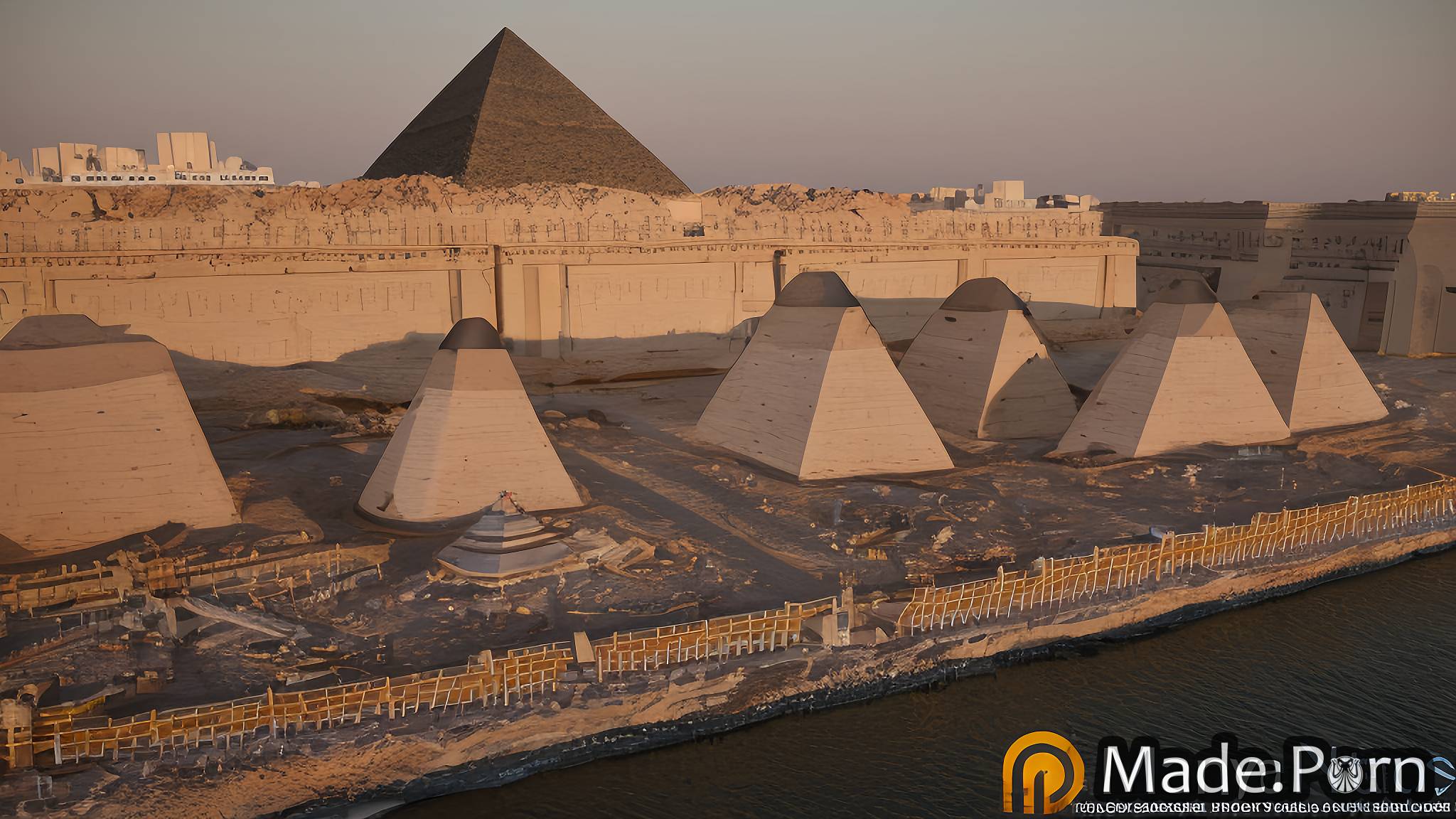 Porn image of gyaru Pyramids of Giza, Egypt messy hair yacht gay windy  orange created by AI