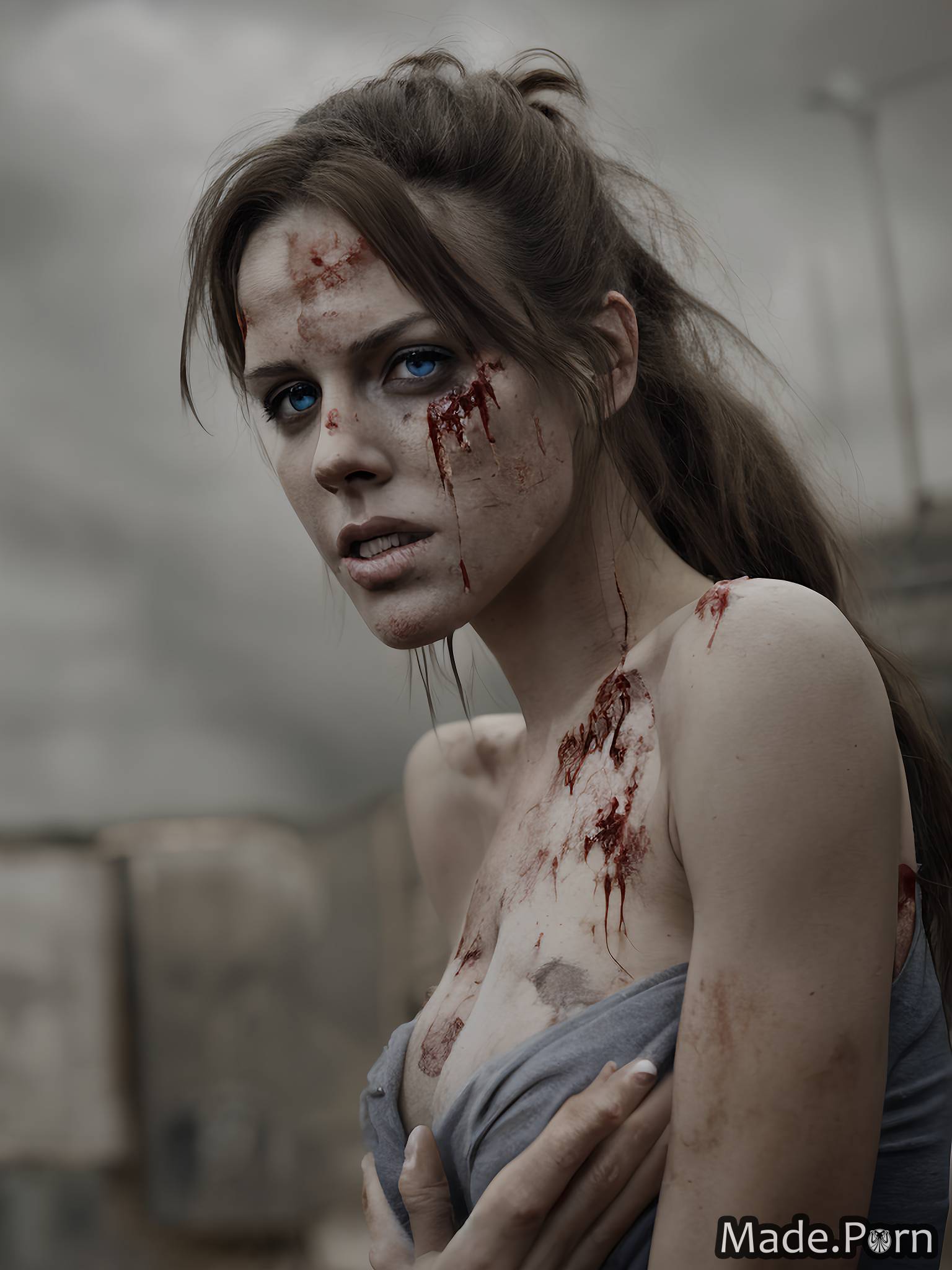 Porn image of post-apocalyptic woman zombie 20 created by AI