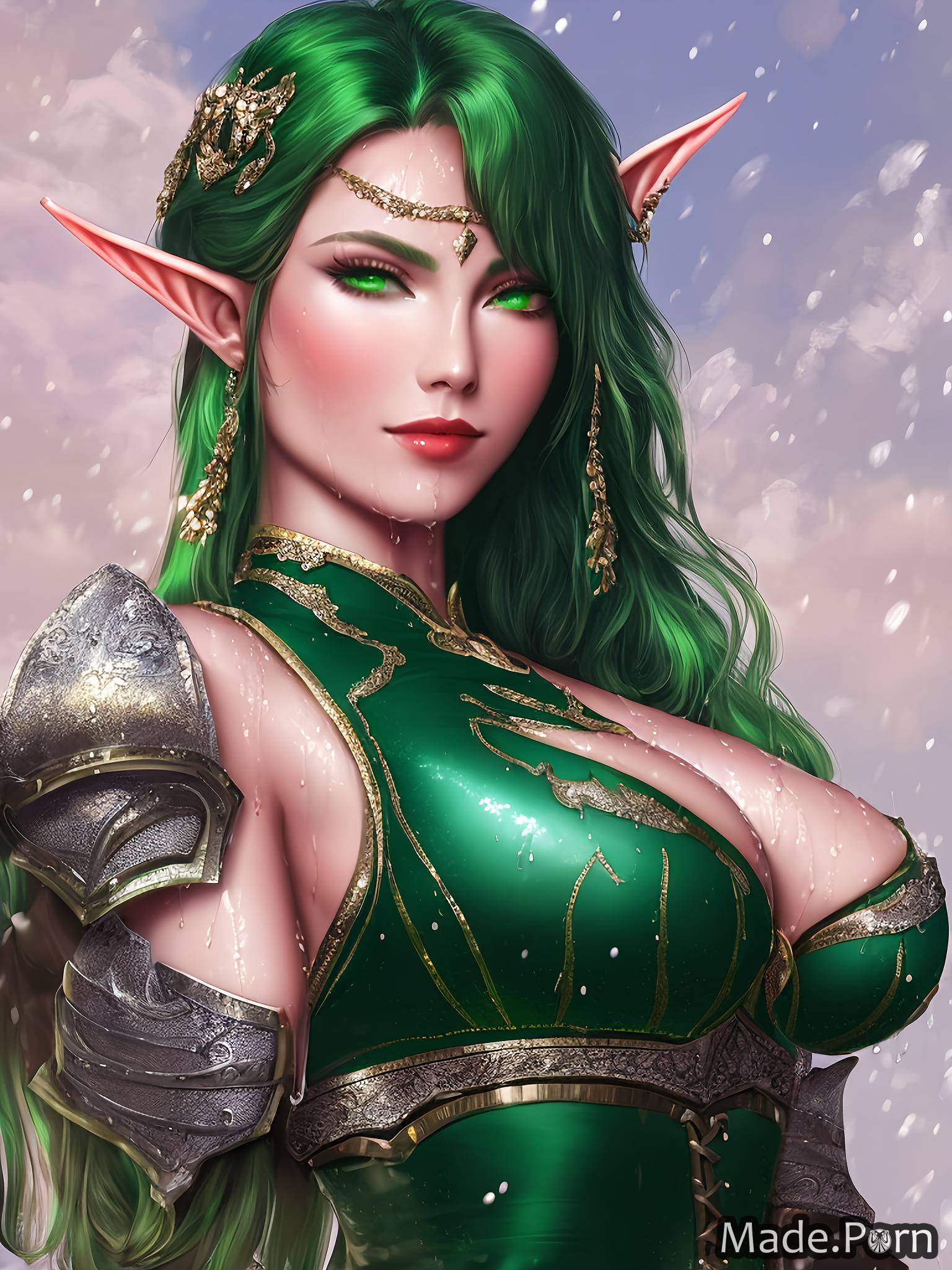 Fantasy Female Porn - Porn image of woman medieval green hair digital art fantasy armor elf full  shot created by AI