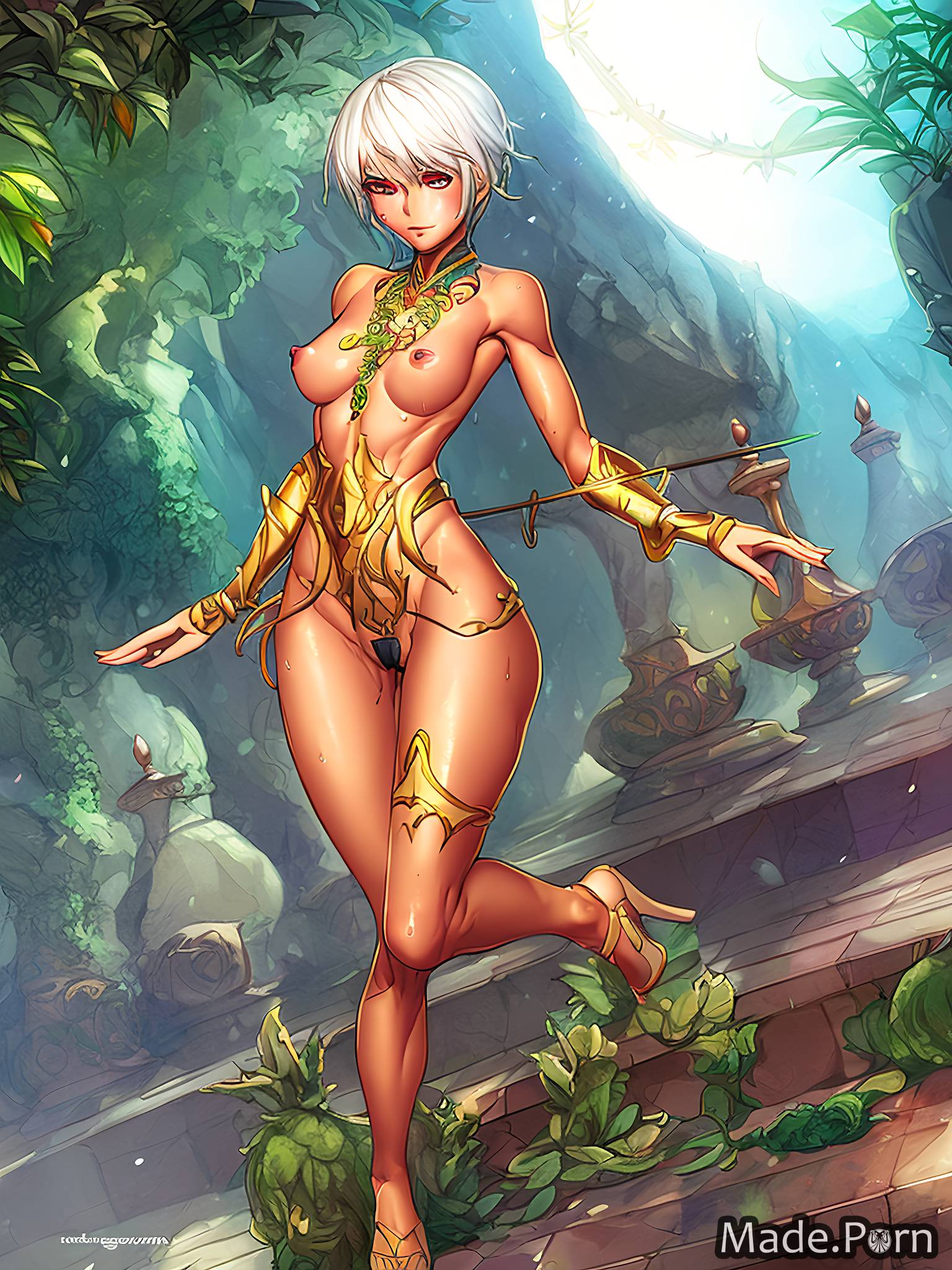 Porn image of witch fantasy armor wet serious 18 digital art fairer skin  created by AI