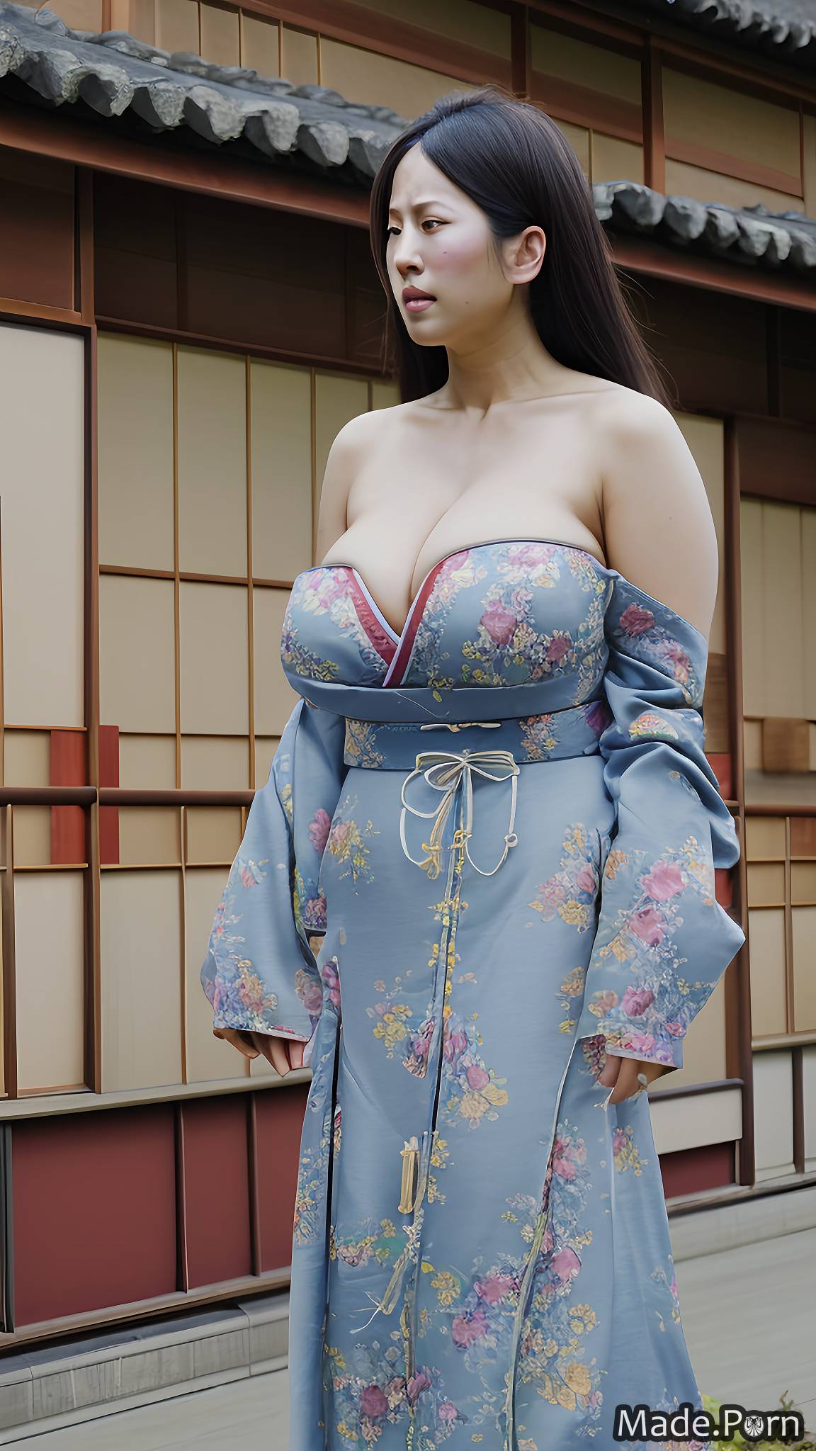 Big Asian Tits Kimono - Porn image of busty japanese woman thick messy hair big tits gigantic boobs  created by AI