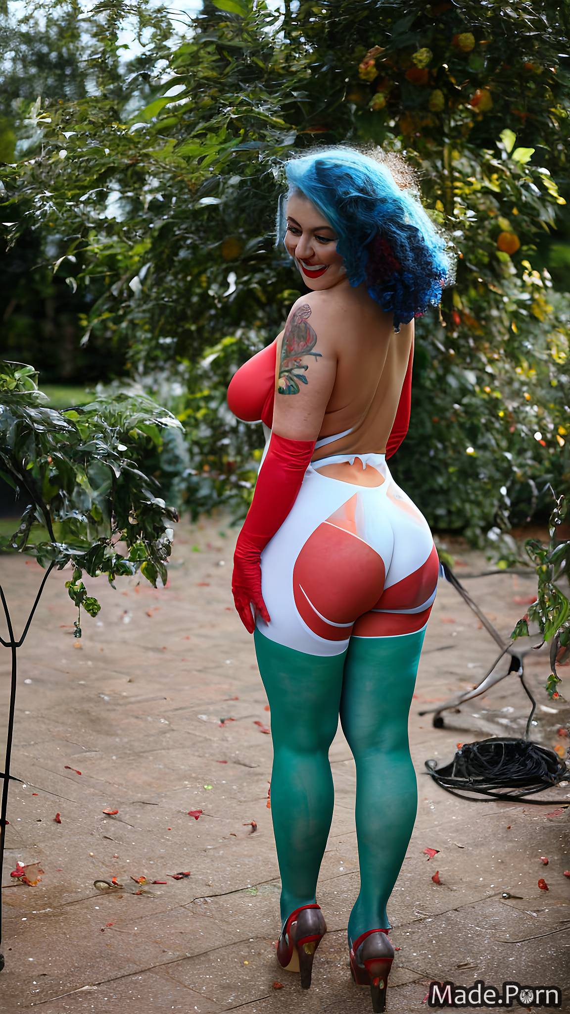 Porn image of clown gloves barefoot vivid thick pawg ssbbw created by AI