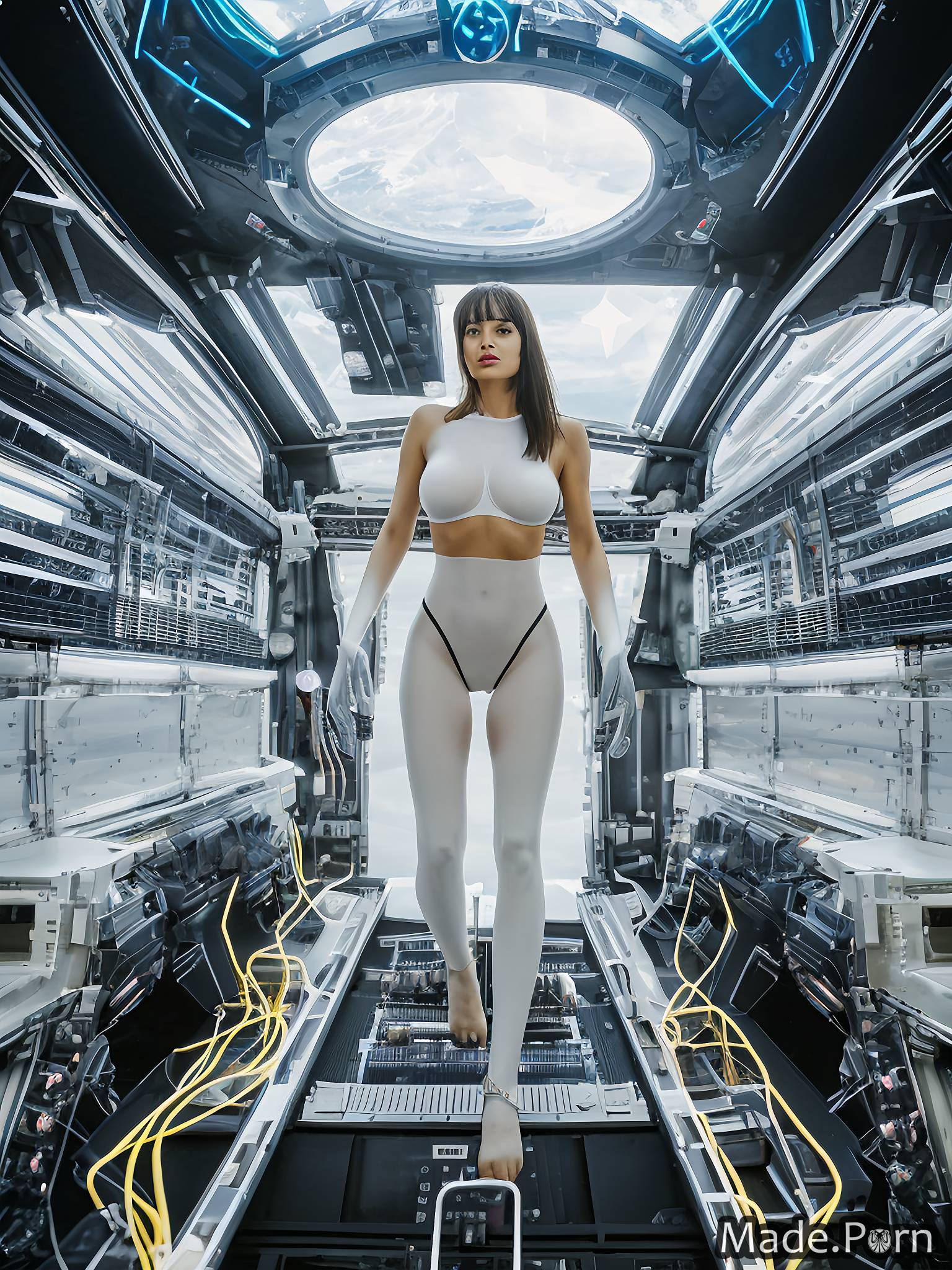 Porn image of crystal french robot thick glow 20 space station created by AI