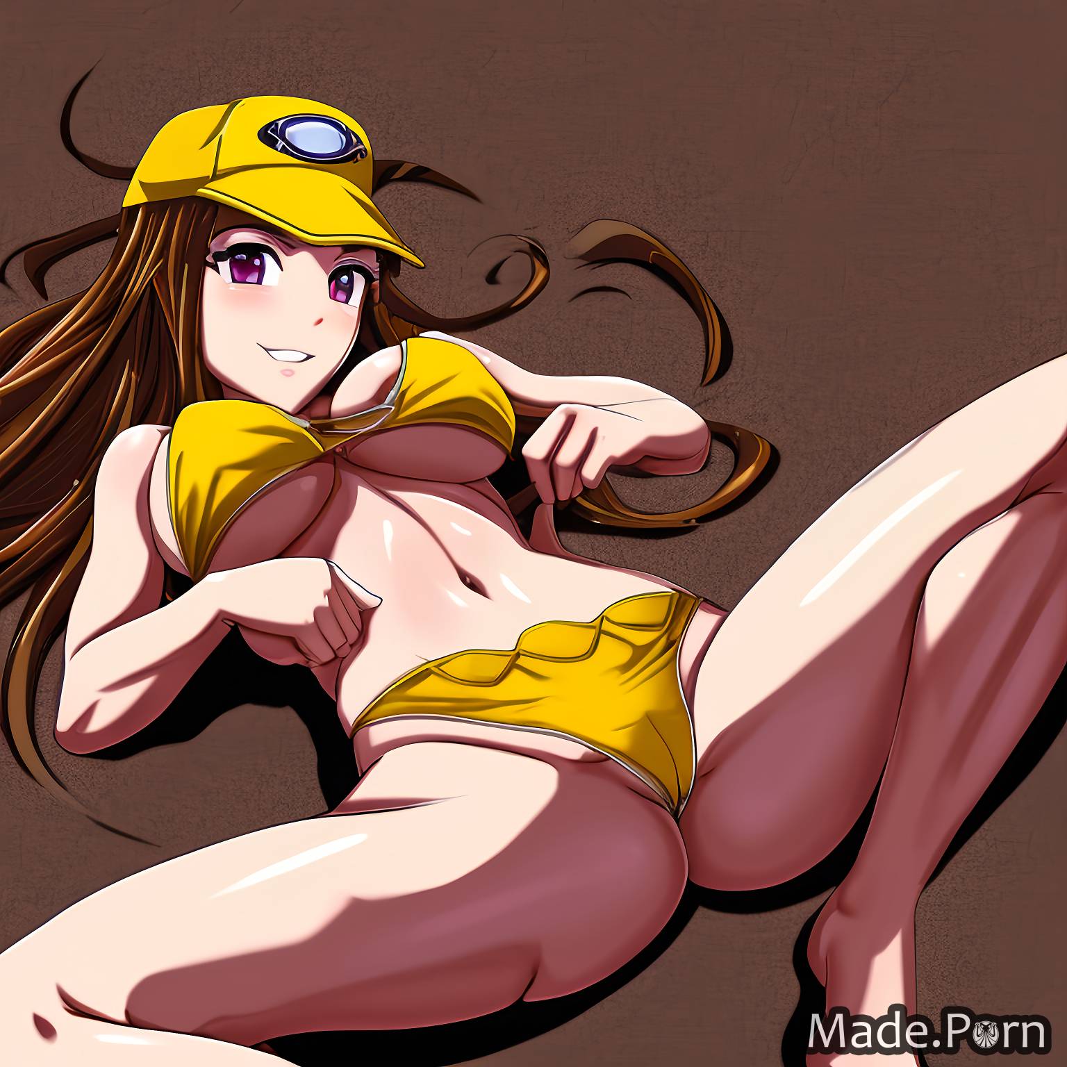 Porn image of anime 20 athlete woman muscular perfect boobs flexible  created by AI