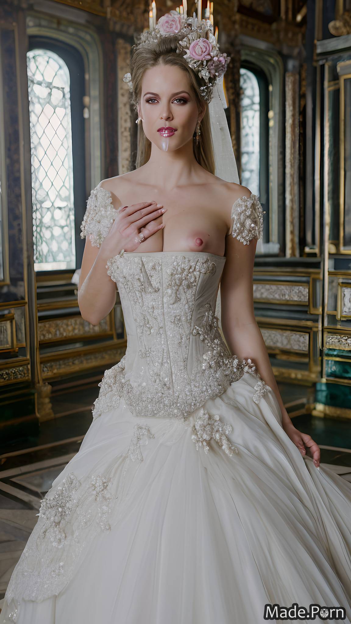 Porn image of slutty wedding diamond nipples Château de Versailles, France  black movie created by AI